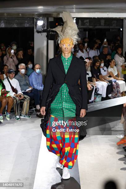 Model walks the runway during the Comme des Garçons Homme Plus Menswear Spring Summer 2023 show as part of Paris Fashion Week on June 24, 2022 in...