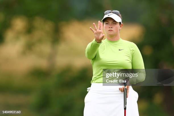 Caroline Inglis of the United States prepares to putt on the ninth green during the second round of the KPMG Women's PGA Championship at...