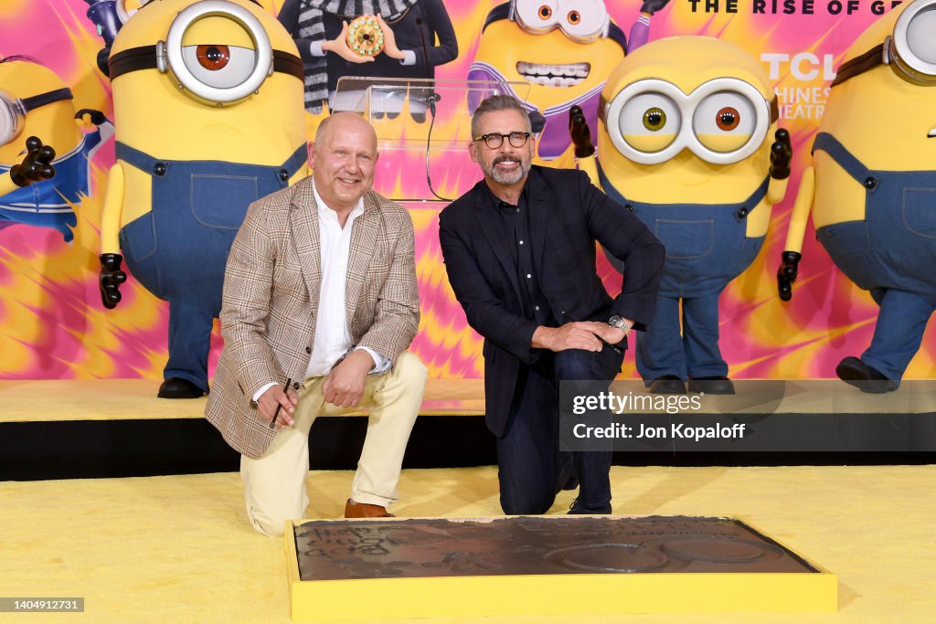TCL Chinese Theatre Hosts Hand/Footprint Cement Ceremony For Illumination's Minions With Steve Carell To Celebrate "Minions: The Rise Of Gru"