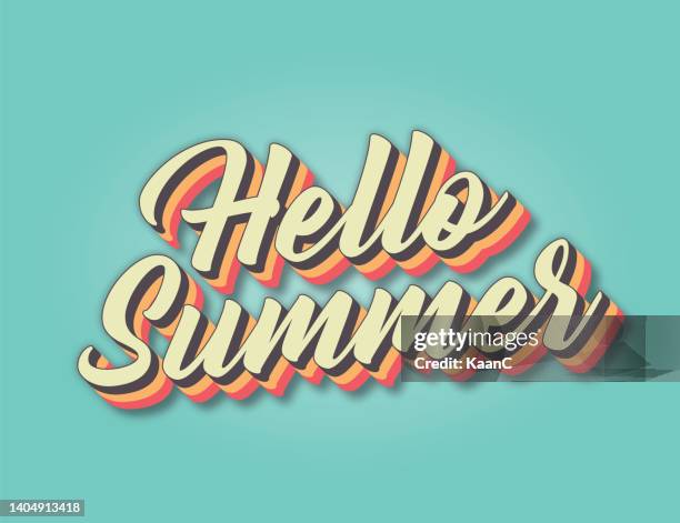 hello summer retro lettering vector stock illustration - hello summer stock illustrations