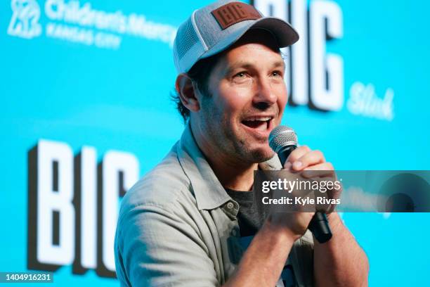 Paul Rudd responds to questions during the Big Slick press conference held at Children's Mercy Hospital on June 24, 2022 in Kansas City, Missouri.