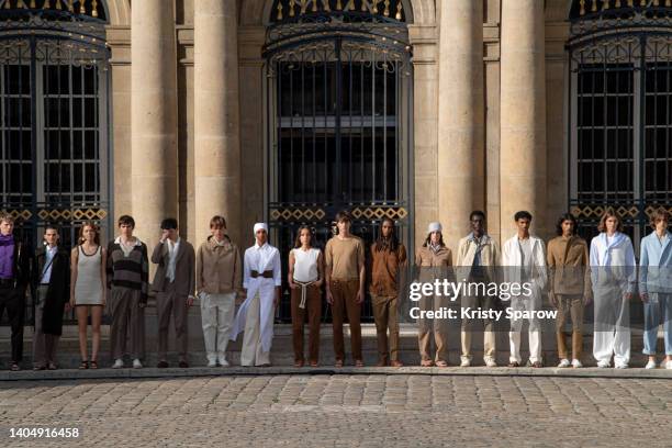 Models walk the runway during the Officine Generale Menswear Spring Summer 2023 show as part of Paris Fashion Week on June 24, 2022 in Paris, France.