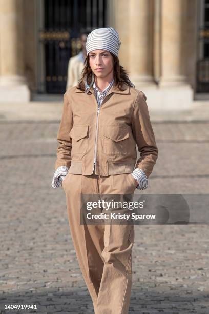 Model walks the runway during the Officine Generale Menswear Spring Summer 2023 show as part of Paris Fashion Week on June 24, 2022 in Paris, France.