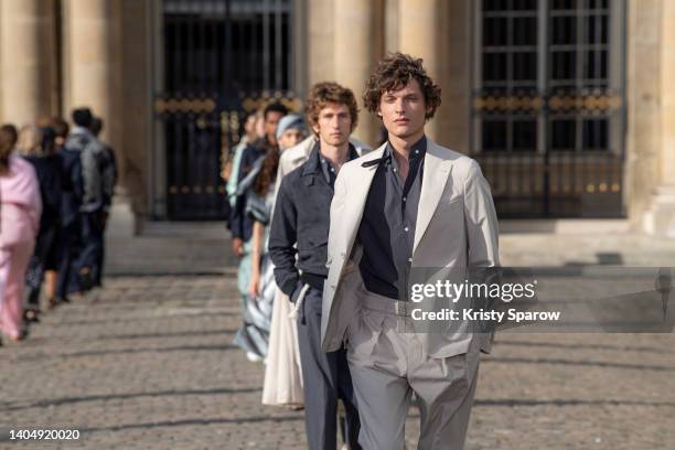 Models walk the runway during the Officine Generale Menswear Spring Summer 2023 show as part of Paris Fashion Week on June 24, 2022 in Paris, France.