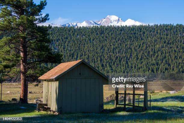 rocky mountain national park, longs peak. - cowshed stock pictures, royalty-free photos & images