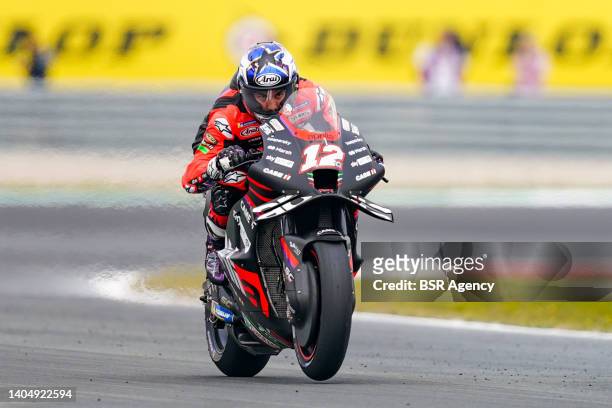 Maverick Vinales of Aprilia Racing and Spain during the Free Practice prior to the MotoGP of Netherlands at TT Assen on June 24, 2022 in Assen,...