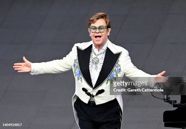 Elton John performs on stage as American Express present BST Hyde Park at Hyde Park on June 24, 2022 in London, England.