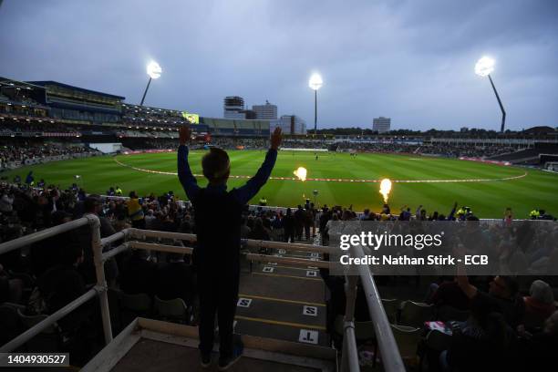 Cricket fans enjoy the atmosphere during the Vitality T20 Blast match between Birmingham Bears and Worcestershire Rapids at Edgbaston on June 24,...