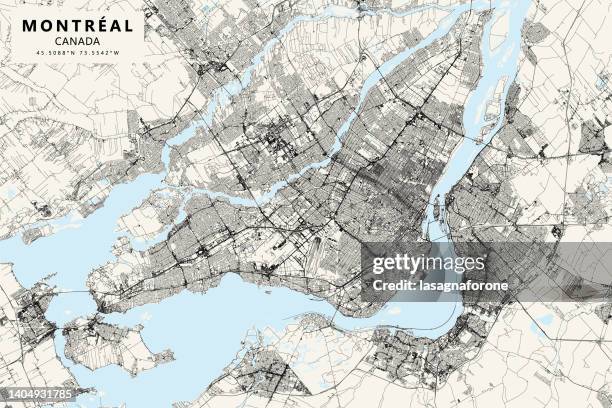 illustrations, cliparts, dessins animés et icônes de montréal, québec, canada vector map - montréal