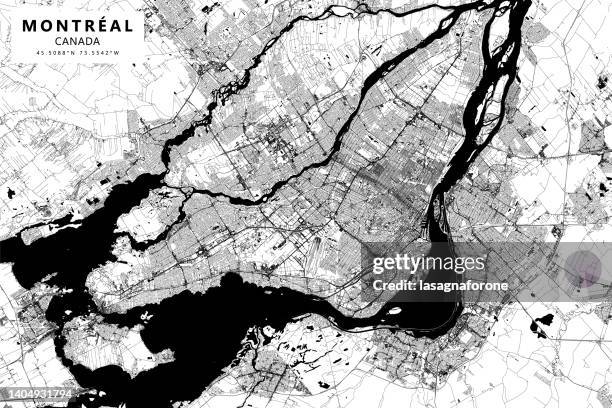 ilustraciones, imágenes clip art, dibujos animados e iconos de stock de montreal, quebec, canadá mapa vectorial - isla de montreal