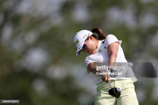 Nasa Hataoka of Japan plays her tee shot on the fourth hole during the second round of the KPMG Women's PGA Championship at Congressional Country...