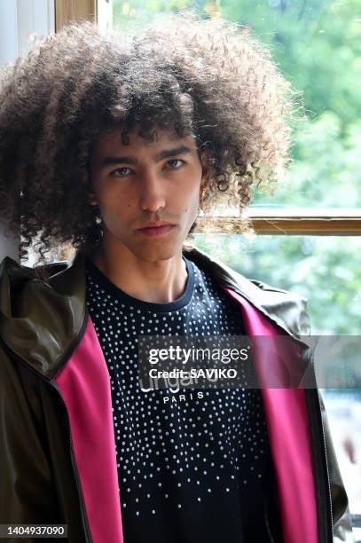 Model walks the runway during the Ungaro Ready to Wear Spring/Summer 2023 presentation as part of the Paris Men Fashion Week on June 24, 2022 in...