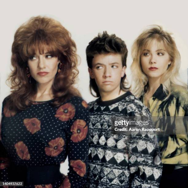 Katy Sagal, Christina Applegate, David Faustino of Married With Children, stand for for a portrait in Los Angeles, California.
