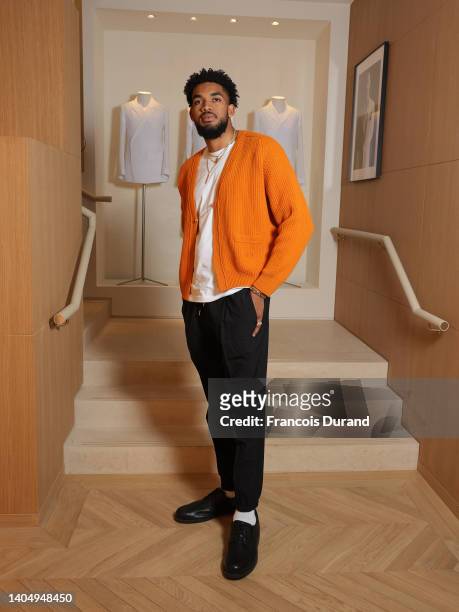 Karl-Anthony Towns attends the Christian Dior After Show Party at the the 30 avenue Montaigne Dior flagship store on June 24, 2022 in Paris, France.