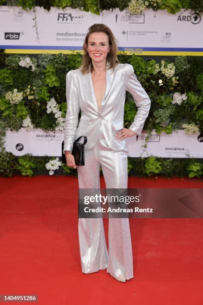 Karin Hanczewski arrives for the 72nd Lola - German Film Award at Palais am Funkturm on June 24, 2022 in Berlin, Germany.