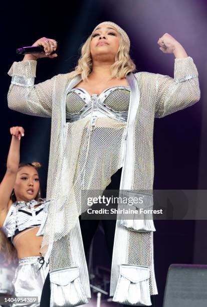 Tionne 'T-Boz' Watkins of TLC performs on the West Holts stage during day three of Glastonbury Festival at Worthy Farm, Pilton on June 24, 2022 in...