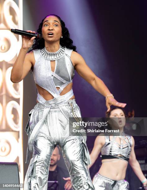 Rozonda "Chilli" Thomas of TLC performs on the West Holts stage during day three of Glastonbury Festival at Worthy Farm, Pilton on June 24, 2022 in...