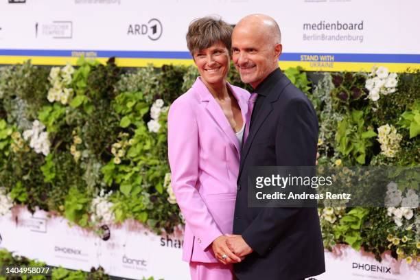 Gisi Herbst and Christoph Maria Herbst arrives for the 72nd Lola - German Film Award at Palais am Funkturm on June 24, 2022 in Berlin, Germany.