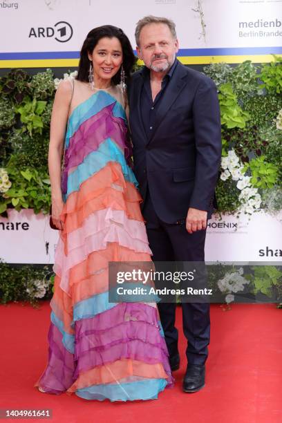 Dorka Gryllus and Samuel Finzi arrive for the 72nd Lola - German Film Award at Palais am Funkturm on June 24, 2022 in Berlin, Germany.