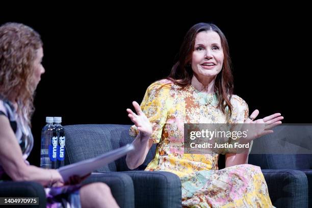 Geena Davis speaks during the "If She Can See It, She Can Be It" Q&A panel at the Bentonville Film Festival on June 24, 2022 in Bentonville, Arkansas.