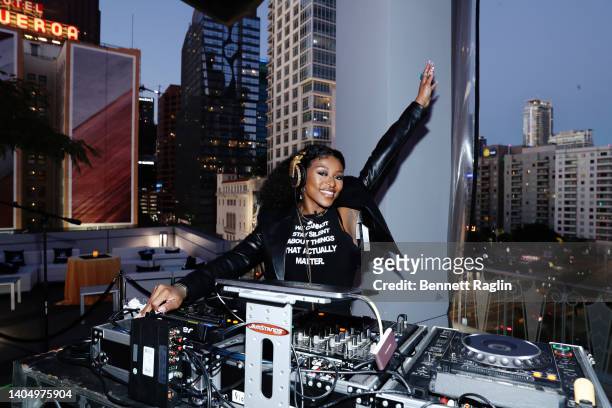 Zinhle spins during the BET International Nominee Welcome Party for BET Awards 2022 on June 24, 2022 in Los Angeles, California.