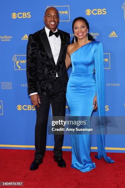 Kevin Frazier and Nischelle Turner attend the 49th Daytime Emmy Awards at Pasadena Convention Center on June 24, 2022 in Pasadena, California.