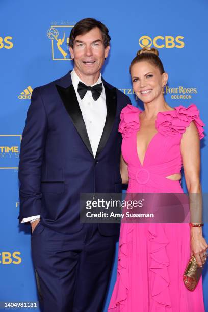 Jerry O'Connell and Natalie Morales attend the 49th Daytime Emmy Awards at Pasadena Convention Center on June 24, 2022 in Pasadena, California.