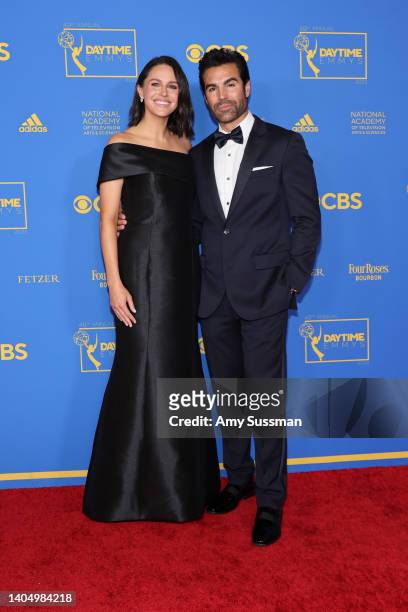 Kaitlin Riley and Jordi Vilasuso attend the 49th Daytime Emmy Awards at Pasadena Convention Center on June 24, 2022 in Pasadena, California.
