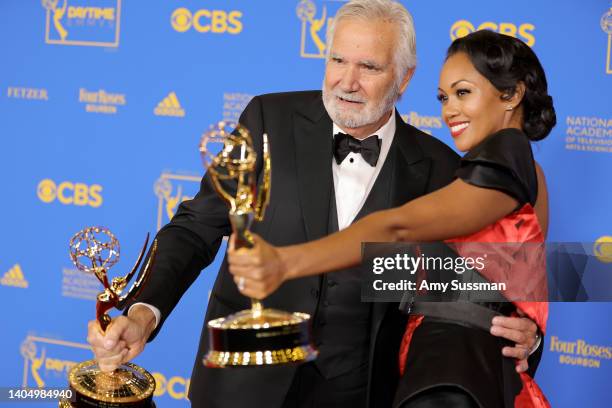 John McCook, winner of the Outstanding Performance by a Lead Actor in a Drama Series award, and Mishael Morgan, winner of the Outstanding Performance...