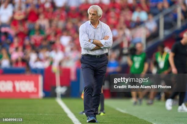 Morocco head coach Vahid Halilhodzic during a game between Morocco and USMNT at TQL Stadium on June 1, 2022 in Cincinnati, Ohio.