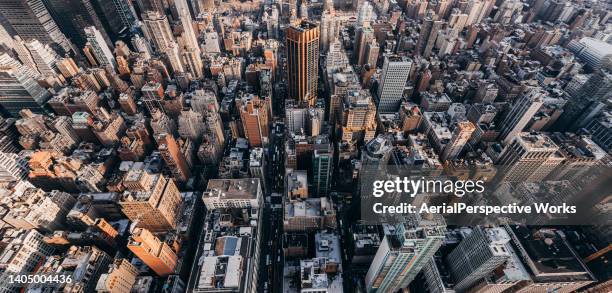 aerial view of manhattan - new york city birds eye view stock pictures, royalty-free photos & images