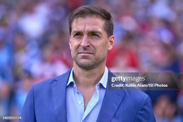 Uruguay head coach Diego Alonso before a game between Uruguay and USMNT at Children's Mercy Park on June 5, 2022 in Kansas City, Kansas.