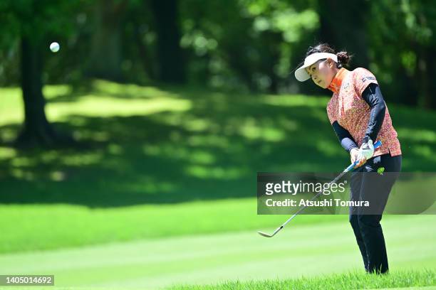 Serena Aoki of Japan plays her shot on the 3rd hole during the third round of the Earth Mondamin Cup at Camellia Hills Country Club on June 25, 2022...