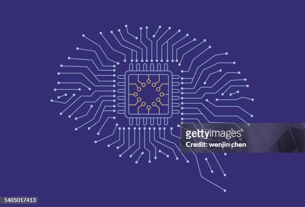 brain and chip - bci stock illustrations