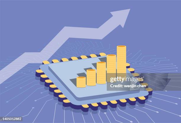 wealth and chip stocks rise - private wealth stock illustrations