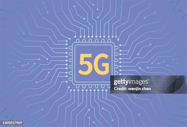 5g chip and circuit board diagram - 5g stock illustrations