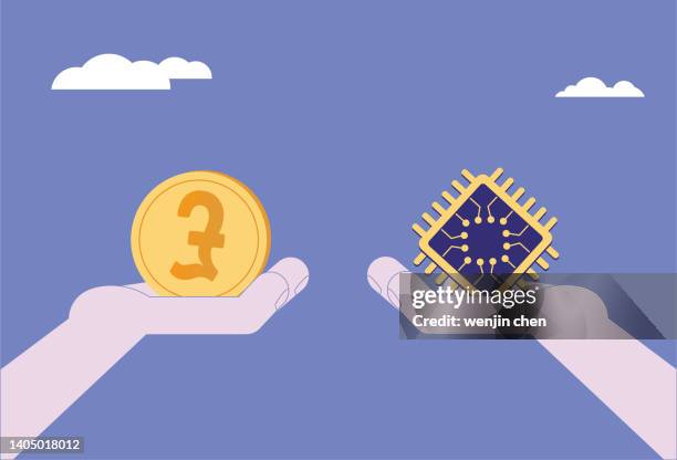 buy chips with sterling - computer chip hand stock illustrations