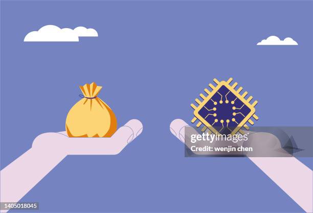 wealth and chip exchange - chips bag stock illustrations
