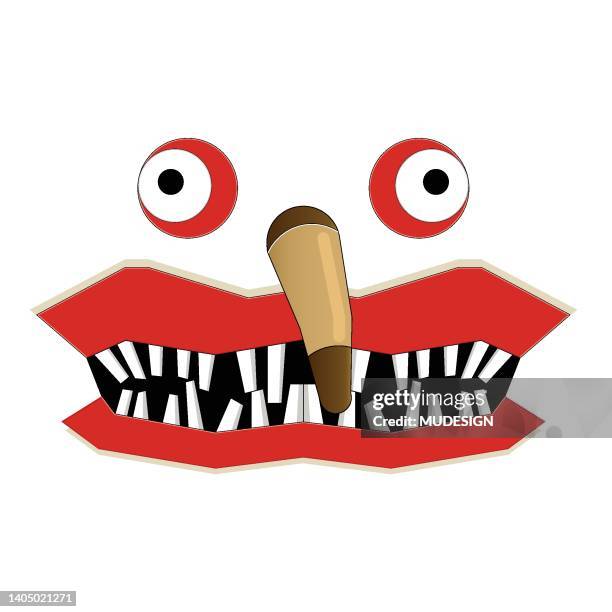 monster face. funny cartoon monsters heads, eyes and mouths. - eccentric stock illustrations