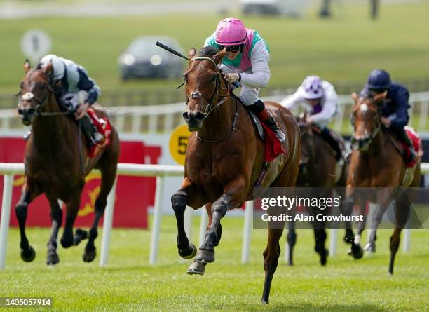 Colin Keane riding Westover win The Dubai Duty Free Irish Derby at Curragh Racecourse on June 25, 2022 in Kildare, Ireland.