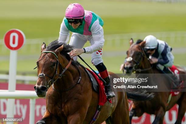 Colin Keane riding Westover win The Dubai Duty Free Irish Derby at Curragh Racecourse on June 25, 2022 in Kildare, Ireland.