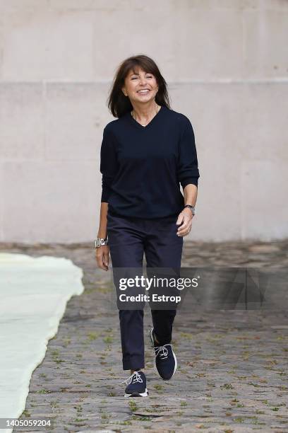 Fashion designer Veronique Nichanian walks the runway during the Hermes Menswear Spring Summer 2023 show as part of Paris Fashion Week on June 25,...