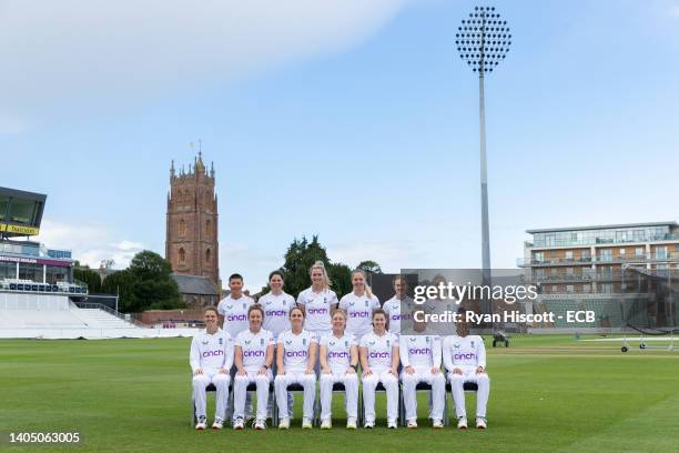 Back Row : Issy Wong, Alice Davidson-Richards, Lauren Bell, Freya Davies, Emma Lamb, Charlie Dean.Front Row : Amy Jones, Kate Cross, Nat Sciver,...