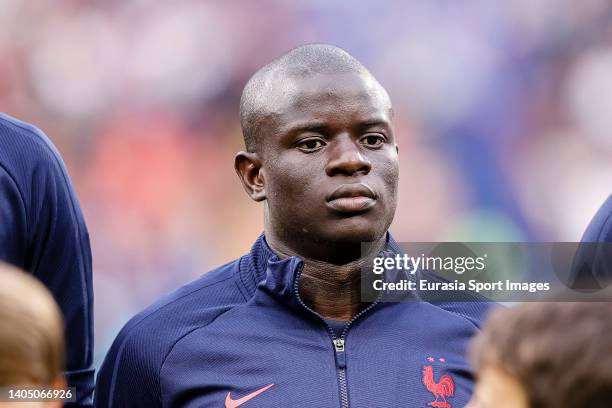 Golo Kanté of France looks on during line up during the UEFA Nations League League A Group 1 match between France and Denmark at Stade de France on...