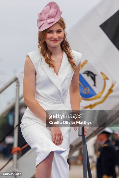 Princess Elisabeth of Belgium arrives prior to officially christening the oceanographic research vessel Belgica on June 25, 2022 in Ghent, Belgium....