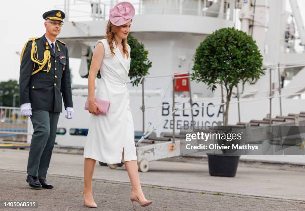 Princess Elisabeth of Belgium arrives prior to officially christening the oceanographic research vessel Belgica on June 25, 2022 in Ghent, Belgium....