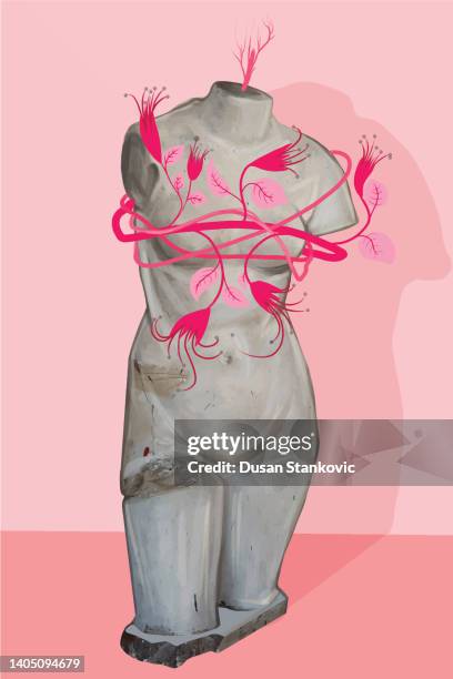 breast cancer awareness monat. - skulptur kunstwerk stock-grafiken, -clipart, -cartoons und -symbole