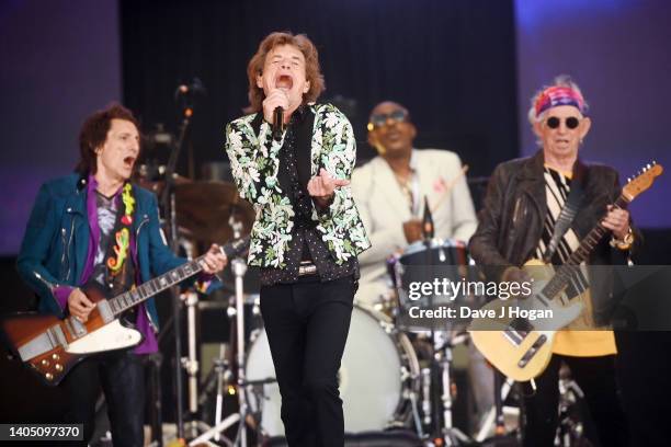 The Rolling Stones perform as American Express present BST Hyde Park at Hyde Park on June 25, 2022 in London, England.