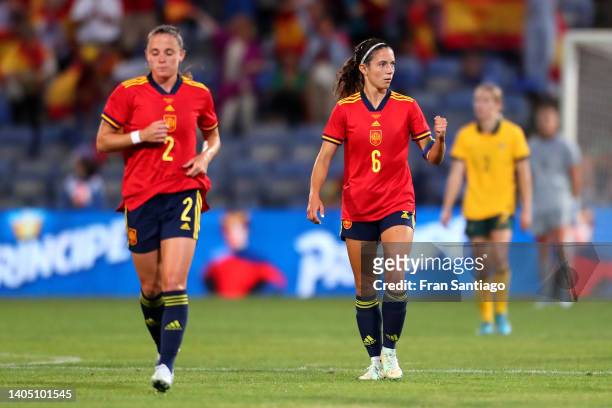 Aitana Bonmati of Spain celebrates after scoring their team's first goal during the Women's International Friendly match between Spain and Australia...