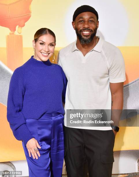 Allison Holker and Stephen "tWitch" Boss attend Illumination and Universal Pictures' "Minions: The Rise of Gru" Los Angeles premiere on June 25, 2022...